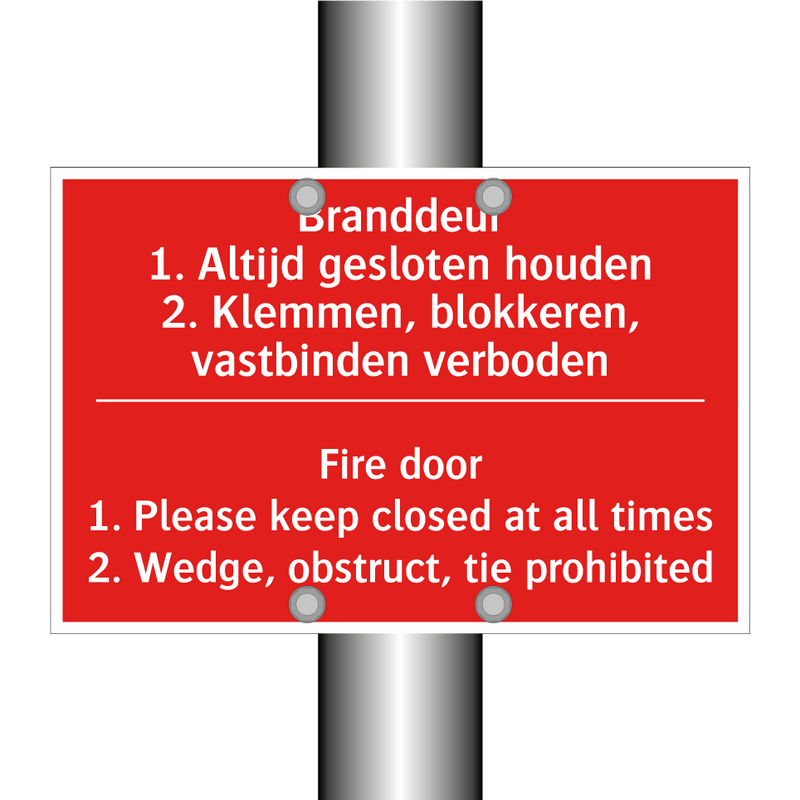 Branddeur 1. Altijd gesloten houden 2. Klemmen, /.../ - Fire door 1. Please keep closed at all times /.../