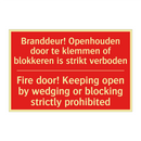 Branddeur! Openhouden door te klemmen of /.../ - Fire door! Keeping open by wedging or blocking /.../