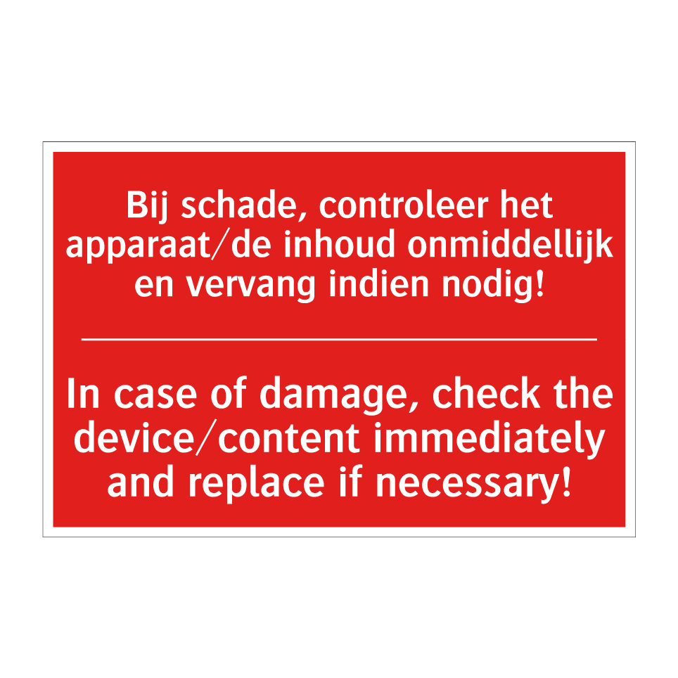 Koop Bij schade, controleer het apparaat/de inhoud /.../ - In case of ...