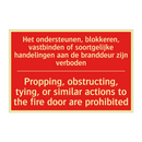 Het ondersteunen, blokkeren, vastbinden /.../ - Propping, obstructing, tying, or similar /.../