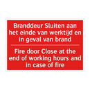 Branddeur Sluiten aan het einde van werktijd /.../ - Fire door Close at the end of working hours /.../
