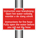 Instructies voor brandslang: Open het water /.../ - Instructions for fire hose: Fully open the /.../