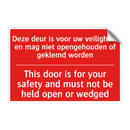 Deze deur is voor uw veiligheid en mag niet /.../ - This door is for your safety and must not /.../