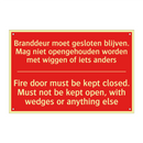 Branddeur moet gesloten blijven. Mag niet /.../ - Fire door must be kept closed. Must not /.../