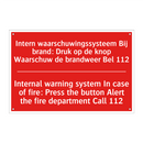 Intern waarschuwingssysteem Bij brand: Druk /.../ - Internal warning system In case of fire: /.../