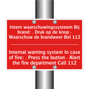 Intern waarschuwingssysteem Bij brand: . /.../ - Internal warning system In case of fire: /.../
