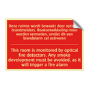 Deze ruimte wordt bewaakt door optische /.../ - This room is monitored by optical fire detectors. /.../