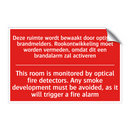 Deze ruimte wordt bewaakt door optische /.../ - This room is monitored by optical fire detectors. /.../