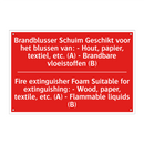Brandblusser Schuim Geschikt voor het blussen /.../ - Fire extinguisher Foam Suitable for extinguishing: /.../
