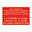 Het is verboden de rookbeschermingsdeur /.../ - It is forbidden to wedge, obstruct, tie, /.../