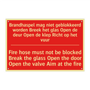Brandhaspel mag niet geblokkeerd worden /.../ - Fire hose must not be blocked Break the /.../