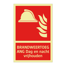 BRANDWEERTOEGANG Dag en nacht vrijhouden