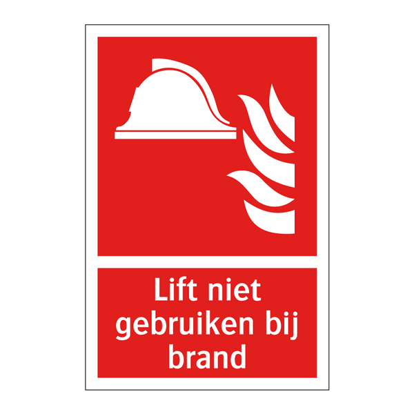 Lift niet gebruiken bij brand