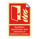 Branddeur Openhouden door klemmen of blokkeren verboden