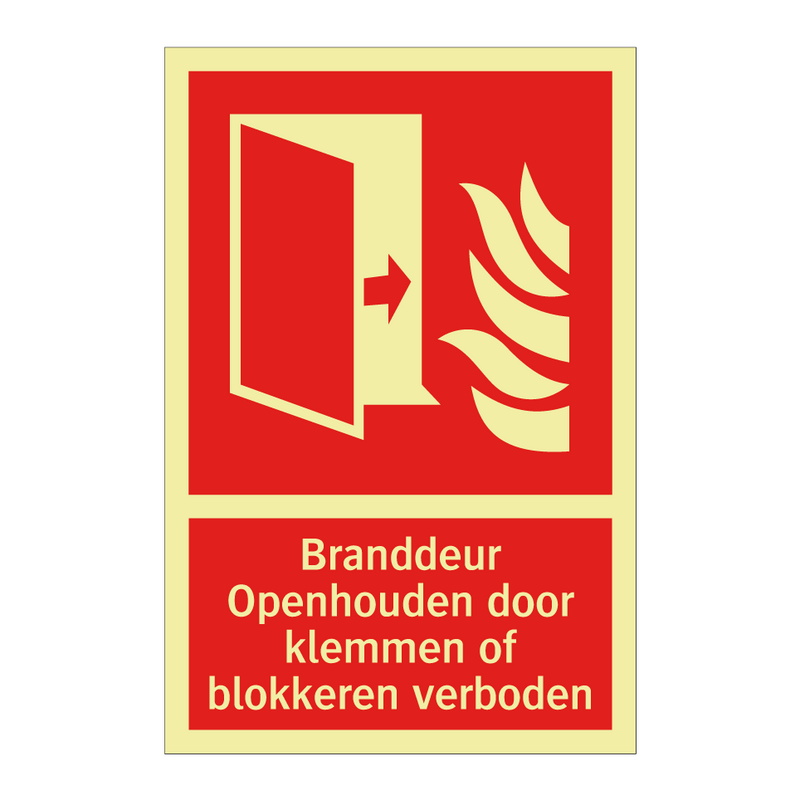 Branddeur Openhouden door klemmen of blokkeren verboden