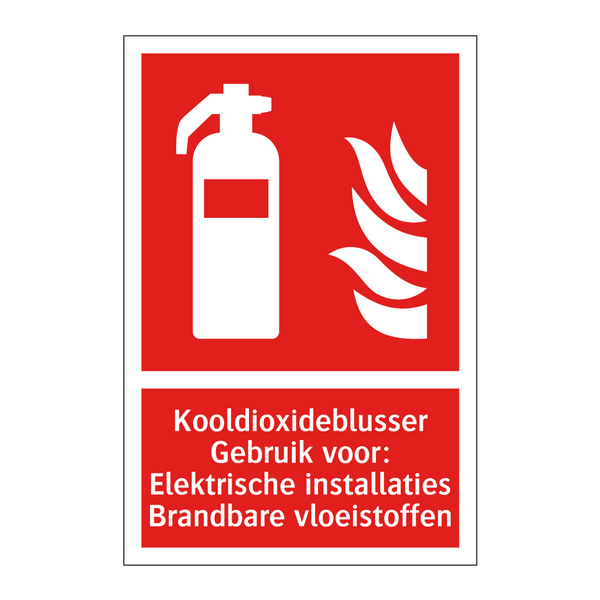 Kooldioxideblusser Gebruik voor: Elektrische installaties Brandbare vloeistoffen