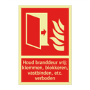 Houd branddeur vrij; klemmen, blokkeren, vastbinden, etc. verboden