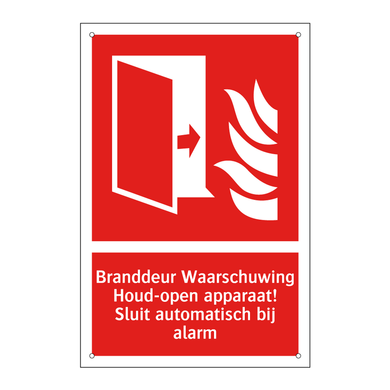 Branddeur Waarschuwing Houd-open apparaat! Sluit automatisch bij alarm