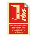 Het openhouden of blokkeren van branddeuren is verboden