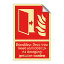 Branddeur Deze deur moet onmiddellijk na doorgang gesloten worden