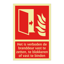 Het is verboden de branddeur vast te zetten, te blokkeren of vast te binden