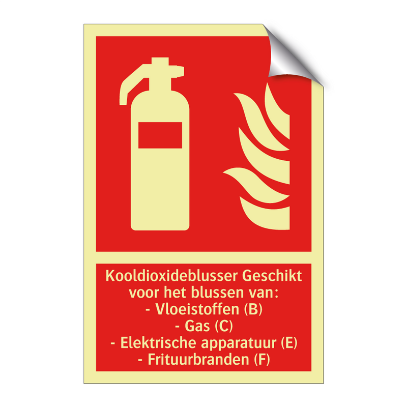 Kooldioxideblusser Geschikt voor het blussen van: - Vloeistoffen (B) - Gas (C) - Elektrische apparatuur (E) - Frituurbranden (F)