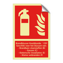 Brandblusser Kooldioxide / CO² Geschikt voor het blussen van: - Brandbare vloeistoffen (B) - Gassen (C) - Elektrische installaties (E) - Kleine vetbranden (F)