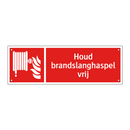 Houd brandslanghaspel vrij