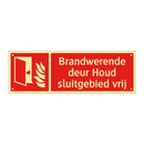Brandwerende deur Houd sluitgebied vrij