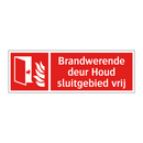 Brandwerende deur Houd sluitgebied vrij