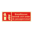 Brandblusser bevindt zich onder de passagiersstoel