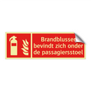 Brandblusser bevindt zich onder de passagiersstoel