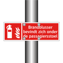 Brandblusser bevindt zich onder de passagiersstoel