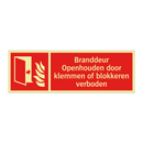 Branddeur Openhouden door klemmen of blokkeren verboden