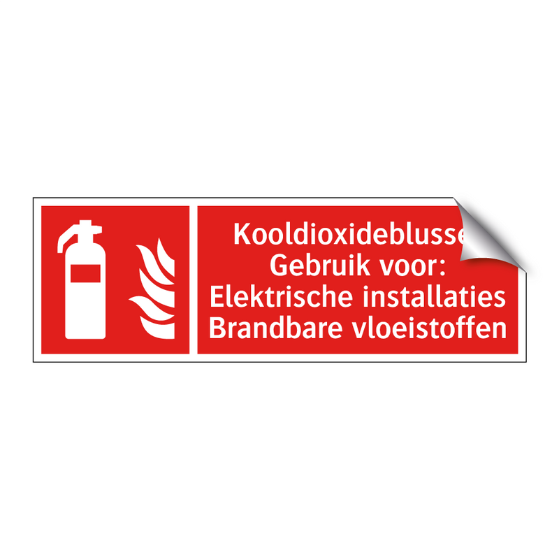 Kooldioxideblusser Gebruik voor: Elektrische installaties Brandbare vloeistoffen