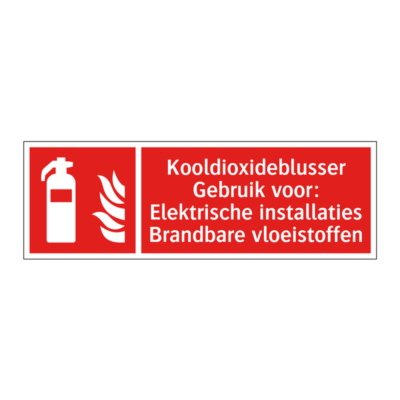 Kooldioxideblusser Gebruik voor: Elektrische installaties Brandbare vloeistoffen