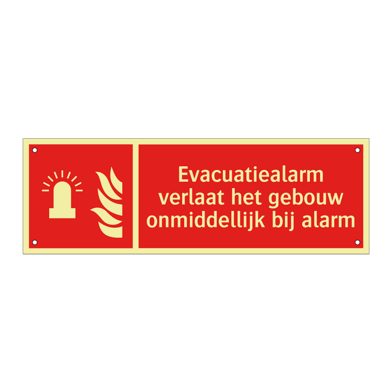 Evacuatiealarm verlaat het gebouw onmiddellijk bij alarm