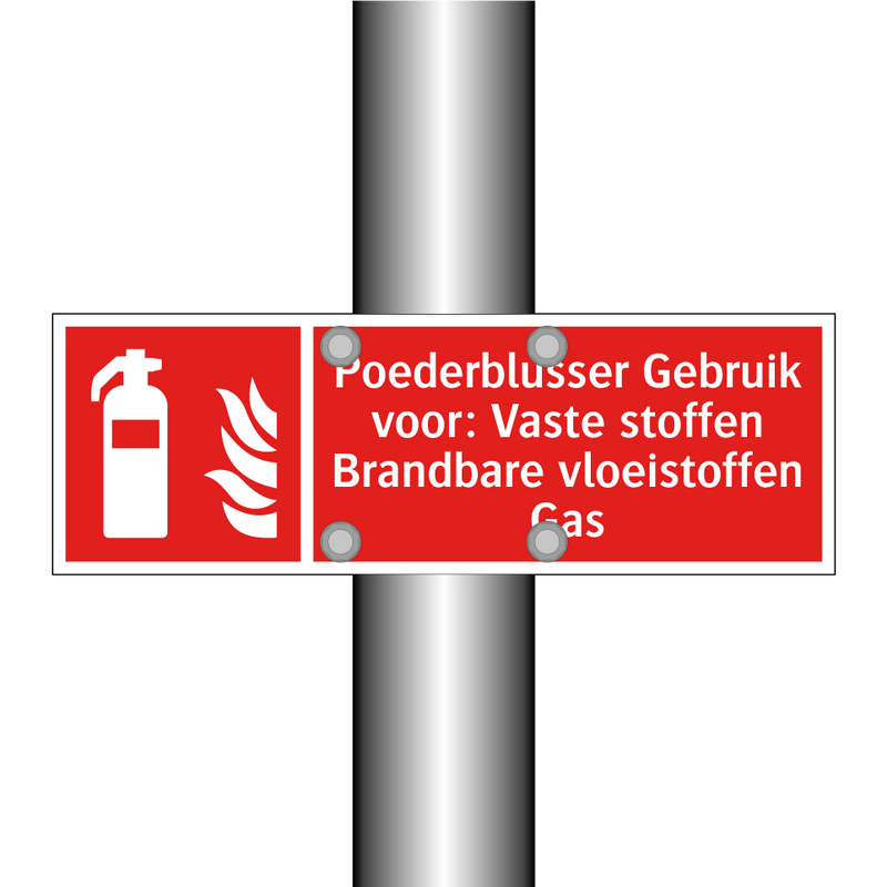 Poederblusser Gebruik voor: Vaste stoffen Brandbare vloeistoffen Gas