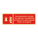 Evacuatiealarm verlaat het gebouw onmiddellijk wanneer het alarmsignaal klinkt of knippert