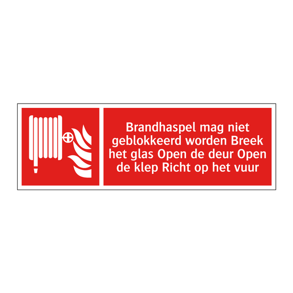Brandhaspel mag niet geblokkeerd worden Breek het glas Open de deur Open de klep Richt op het vuur