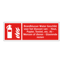 Brandblusser Water Geschikt voor het blussen van: - Hout, Papier, Textiel, etc. (A) - Mensen of dieren - Gloeiende resten