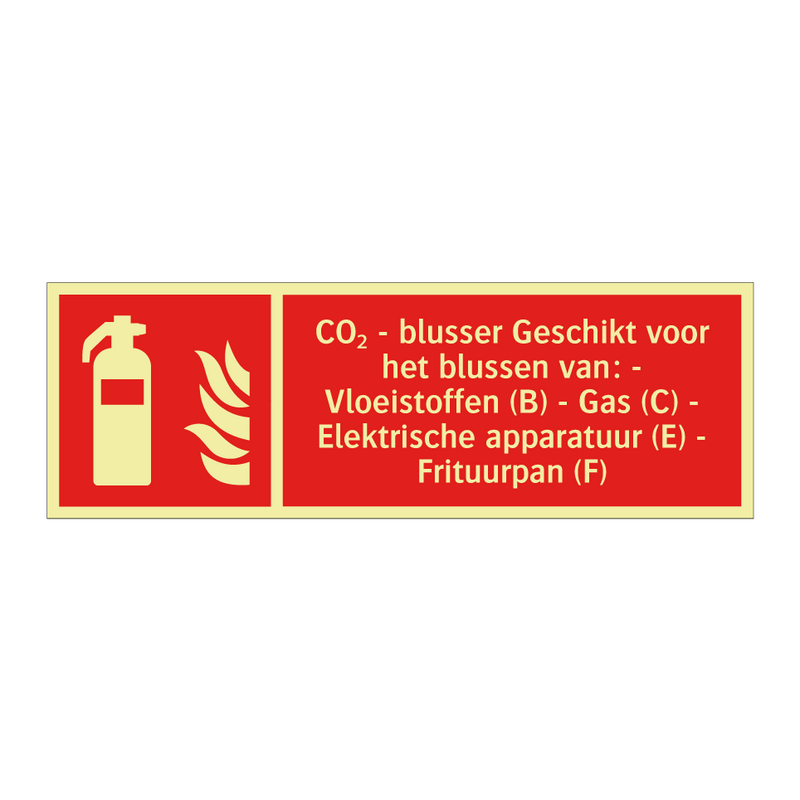 CO₂ - blusser Geschikt voor het blussen van: - Vloeistoffen (B) - Gas (C) - Elektrische apparatuur (E) - Frituurpan (F)