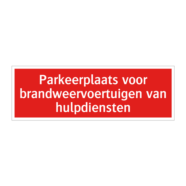 Parkeerplaats voor brandweervoertuigen van hulpdiensten