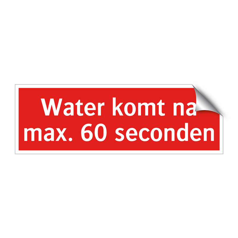 Water komt na max. 60 seconden