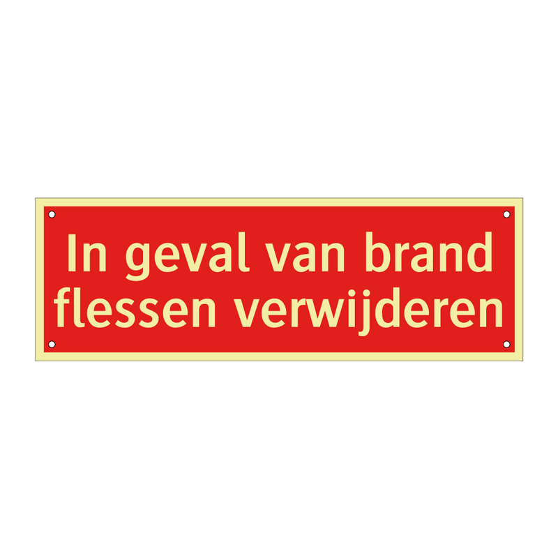 In geval van brand flessen verwijderen