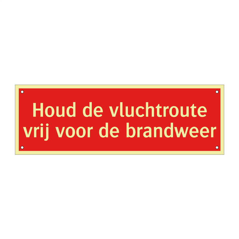 Houd de vluchtroute vrij voor de brandweer