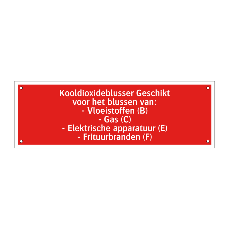Kooldioxideblusser Geschikt voor het blussen van: - Vloeistoffen /.../