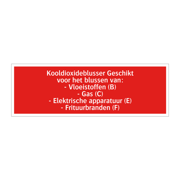 Kooldioxideblusser Geschikt voor het blussen van: - Vloeistoffen /.../