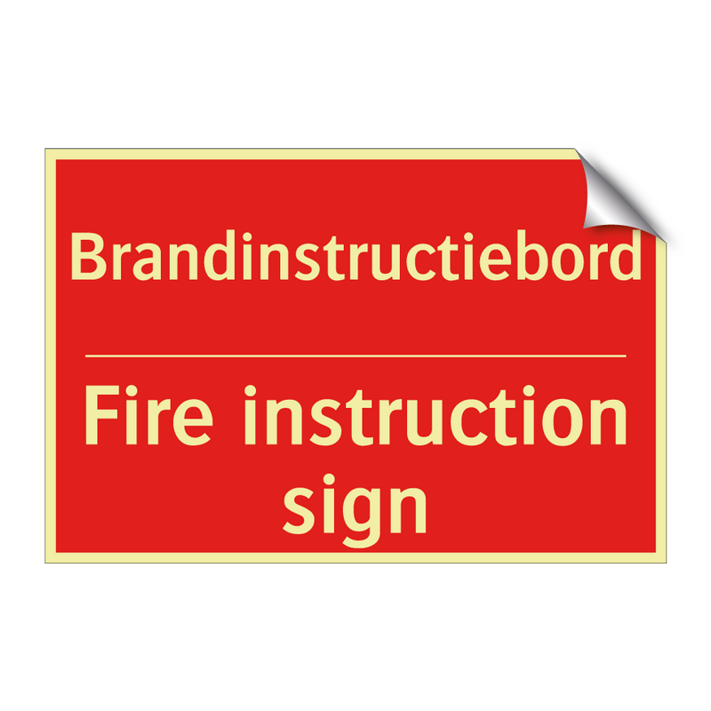 Brandinstructiebord - Fire instruction sign