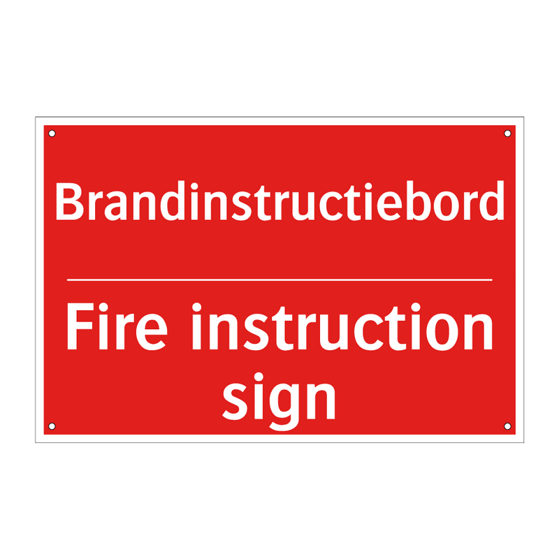 Brandinstructiebord - Fire instruction sign